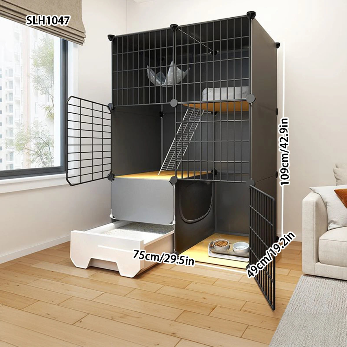 Cat Small Pet Cage Household Indoor Cat Toilet Integrated Cat Litter Box Extra Large Free Space Small Animal Cat Cat Cat House Cat Empty Cage Cat House